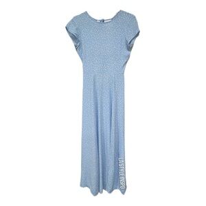 UO Urban Outfitters Maxi Dress Side Slit Floral Light Blue Size Small